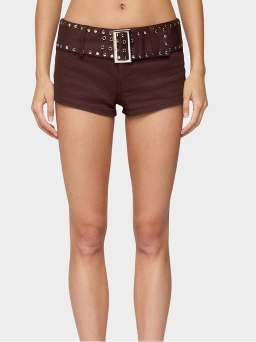 Edikted High-Rise Brown Women's Stretch Cotton Shorts